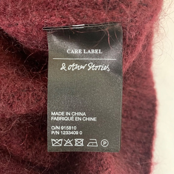 & Other Stories Mohair Wool Sweater Burgundy Size Medium NWT - Picture 7 of 12